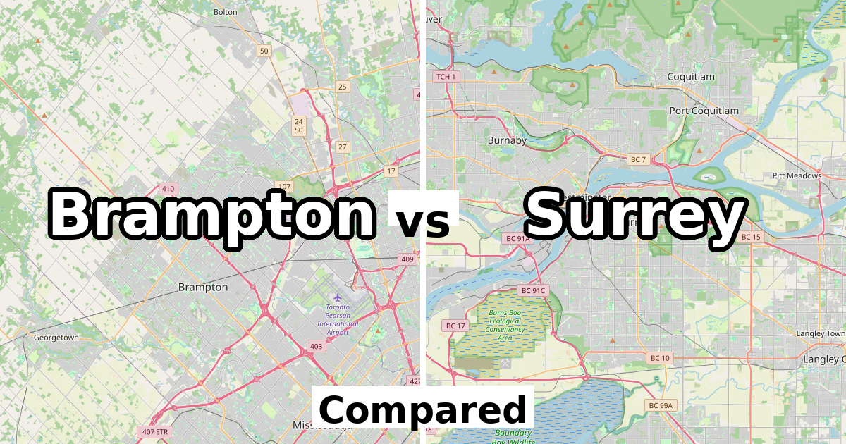 Brampton vs Surrey: Population & Income Compared