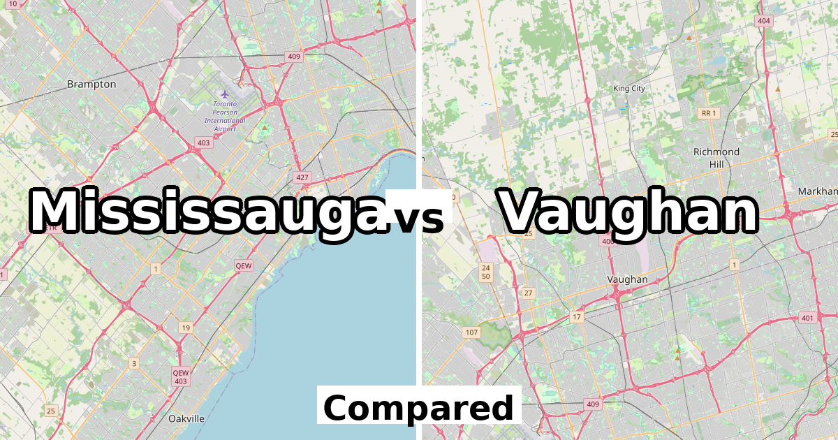 Mississauga vs Vaughan: Population & Income Compared