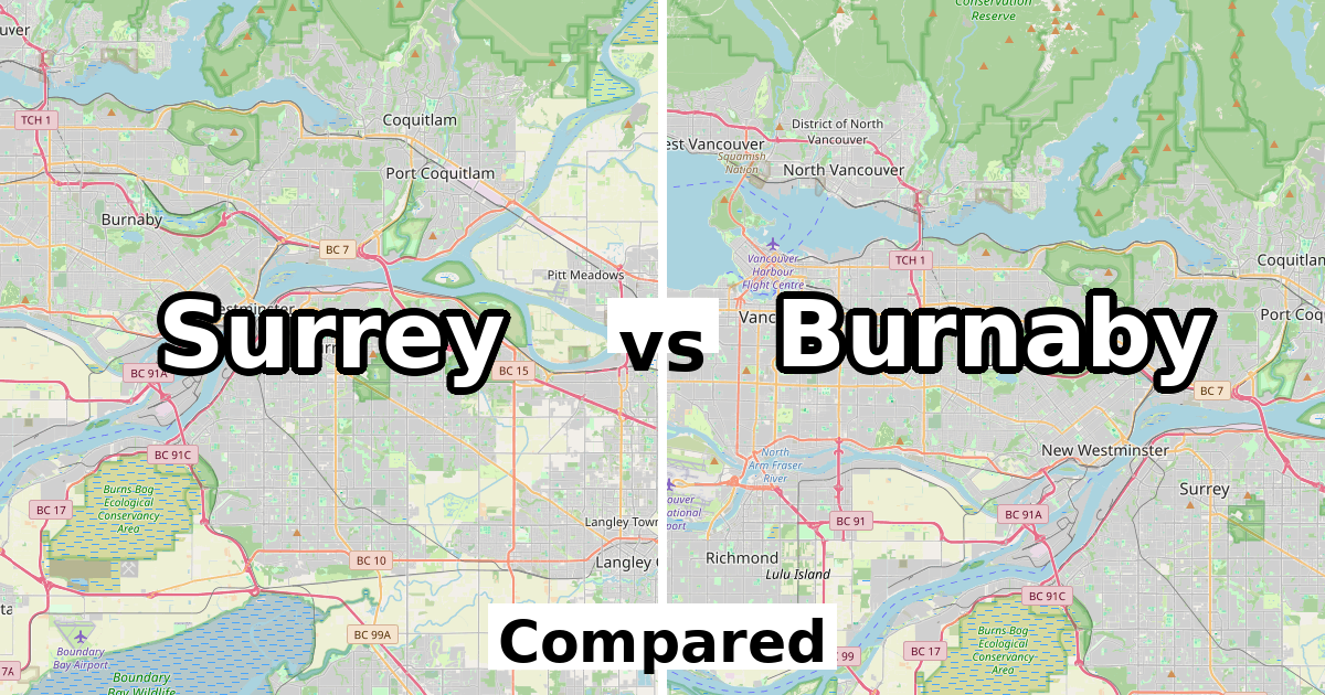 Surrey vs Burnaby: Population & Income Compared